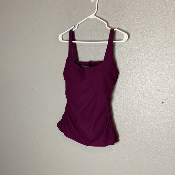 Athleta Square Neck Bra Cup Tankini Top Size 38 D/DD Velvet Plum Color - Picture 4 of 9